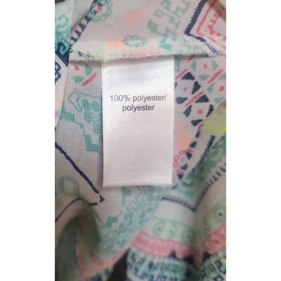 Maurices Tab Sleeve Blouse Top Multicolored Flowy V-Neck Button Shirt Size S - Picture 6 of 7